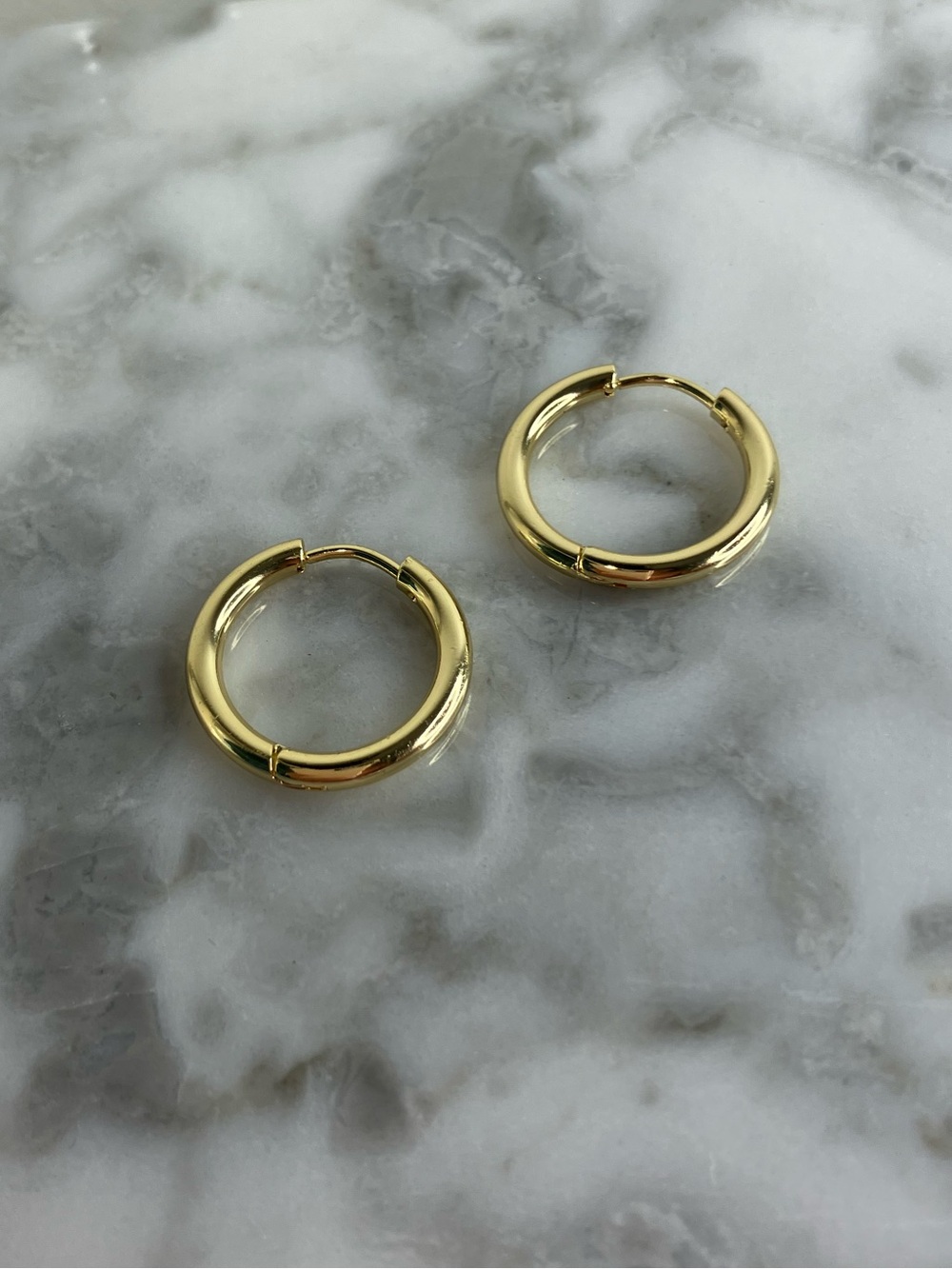 14k Gold Plated Hoop Huggie Earrings